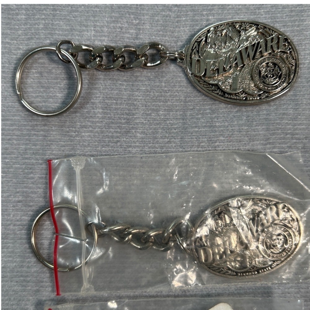 Delaware Keychain Silver Tone State Diamond State Key Chain Gift Vintage (#1)